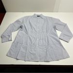 Ming Wang  Pinstripe Peplum Tunic Shirt Blue White Womens Size Large Cotton Photo 1