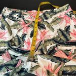Per Se  Green Pink Floral Linen Blend Elastic Drawstring Waist Shorts Size PL Photo 6