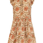 Anna Cate ruffles Aimee Mini Dress tie front Coral Floral autumn tuckernuck tier Orange Size XS Photo 0