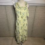 Believe Womens Light Green Floral Draped Neck Y2K Midi Dress Size 16 Blue Photo 1