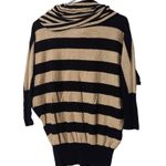 If It Were Me  Black & Beige Striped Cowl Neck Long Sleeve Knit Blouse Women Sz S Photo 1