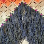 Free People  XS Crochet Fringe Sweater Multicolor Boho Chevron Knit Oversized Photo 5