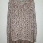Knox Rose Boho Open Knit Ruffle Hem Long Sleeves Pullover Sweater Photo 0