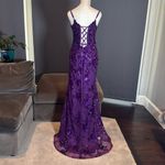 Women’s Purple Mermaid Fit Prom Party Dress Sparkly Sequins Lace Up Back Size 4 Photo 3