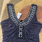 NWT Mandee Y2K Style Vintage Early 2000’s Charcoal Grey Beaded Ruched Tank Top S Gray Photo 1