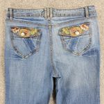 Faded Glory Vintage  Jeans Womens 12 Light Wash Blue Floral Flap Pockets Wide Leg Photo 11