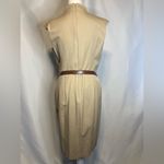 Cache Womens 14 Gold Buckle Embellishment Bodycon Sheath Dress Beige Tan Belt Photo 2