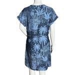 H&M Desmond & Dempsey X Dress Womens XS Blue Tropical Linen Blend Preppy Coastal Photo 2