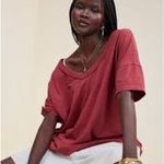 Aerie  Oversized V-Neck Boyfriend T-Shirt Size Small Maroon Burgundy Red Photo 0