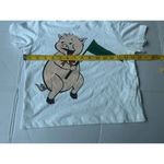 Fiorucci  100% Organic Cotton Crop Tee Shirt White Sz XS Piggy Pig Holding a flag Photo 5