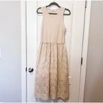 Grace Karin  Beige Eyelet Midi Dress Sleeveless Scoop Neck Casual Summer Large Photo 1