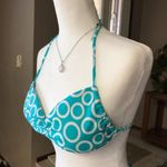 Victoria's Secret Victoria’s Secret halter Tie Swimsuit Top Turquoise Blue White Cirlces Small Photo 3
