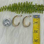 Vintage deep blue sparkles Gold tone hoop Earrings Photo 3