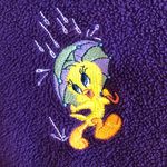 Looney Tunes Vintage  Jacket Adult Large Fleece 1/4 Zip Tweety Bird Purple 2001 Photo 1