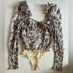 Free People Brunch Date Bodysuit Long Sleeve Floral Ivory Combo size S Photo 3