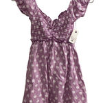 Billabong Purple Smocked Puff Sleeve Tunic Dress Palm Leaf Print Size S Photo 0