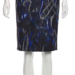 T Tahari Sloanne Black knee-length w/ abstract pattern Pencil Skirt Size 4 New Photo 0