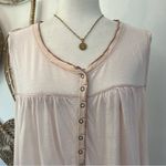 We The Free Rayon Linen Sleeveless Henley Tank Top Blush Pink L Boho Summer Photo 2