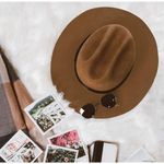 ✨NWOT✨Women Belt Buckle Fedora Hat Classic Wide Brim Floppy Felt Panama Hat✨ Brown Photo 4