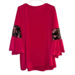 Susan Graver Women's 2XL Pink Blouse w/ Embroidered Mesh Sleeves Photo 1