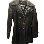 Marvin Richards J. Percy For Genuine Black Leather Coat Double Breasted Small Photo 0