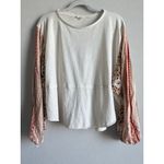 easel Women’s Large Boutique Cream Patchwork Flare Balloon Long Sleeve Top Boho Photo 7