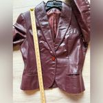 Burgundy Genuine Leather Blazer Jacket Women’s Fitted Single Button Vintage Brown Photo 9
