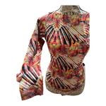 Colorful Feather Pattern Long Sleeve backless Bodysuit Medium NWT Red Photo 3