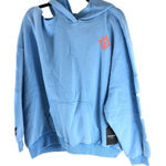 Playboy by Pacsun Blue Cold Shoulder Graphic Print Pullover Hoodie Size L Photo 0