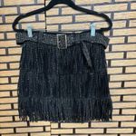 Kiwi Black Fringe Stud Belted‎ Skirt Size Small Photo 1