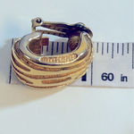 St. John  Vintage Earrings, Brushed Gold‎ Finish, 1” Clip Earrings, Stamped Photo 6