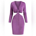 Gab & Kate Orchid Twisted Tie Cut Out Bodycon Mini Dress Sz L Women Photo 1