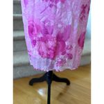 Vintage 90s Y2K Party Express Hot Pink Rose Floral Lettuce Hem Slip Dress Photo 3