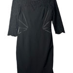 Adrianna Papell  Dress Womens 4 Black Structured Lace Evening Dress Formal‎ Event Photo 0