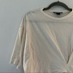 Something Navy  Bodysuit Cream Gathered Tee Shirt Bodysuit Sz L EUC Blouson Fit Photo 6