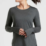 Athleta  Shirt Womens Small Grey Black Uptempo Long Sleeve Curved Hem Top Photo 0
