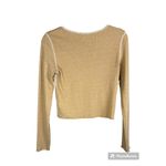 American Eagle  Mustard Yellow Long Sleeve V Neck Thermal Crop Top Size Medium Photo 4