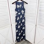 Westport  Floral Embroidered Crinkle Smocked Waist Maxi Dress Blue Small Photo 7