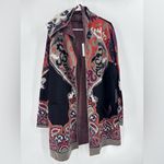 Elegant Black and Red Patterned Cardigan Size 2X Photo 2