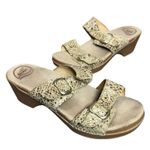 Dansko  Sophie Wedge Sandals 11-11.5 Beige Snakeskin Leather Slip On Clogs Shoes Photo 0