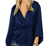 Ramy Brook NWT! $325  Top Cassandra Navy Wrap Top size S Photo 0