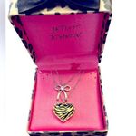 Betsey Johnson Leopard Heart & Bow (Faux) Double Strand Necklace Photo 0
