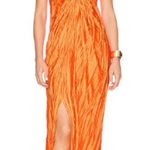NWT Baobab Ariel Crinkle High Slit Strapless Maxi Dress Aperol Women's Medium Orange Photo 0