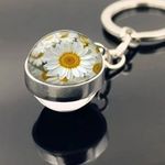 Luminous Daisy Flower Glass Ball Bag Charm/Keychain New in Packaging Yellow Photo 1