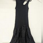 Sandro RTR sz 38 US 6 Dual-Material Midi Dress black silky sweater cut out Photo 2