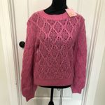 Leyden Womens Sweater Size Large Pink Diamond Cable Knit Long‎ Sleeve Pullover Photo 2