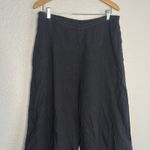 Flax  Black Crop Wide Leg Pants 100% Linen Pockets Lagenlook Boho Granola Photo 1