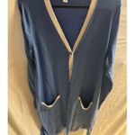 Susan Graver  Women's Lt Blue White trim Light Weight Long Sweater Size S Photo 0