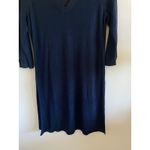 J Jill Navy Blue Linen Viscose Vneck Sheer Dress Swim Coverup Womens Small Photo 2