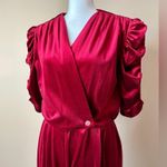 BENSON E SMITH | Vintage Red Velour Jumpsuit Sz L Size L Photo 4
